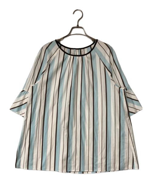 Leilian（レリアン）Leilian (レリアン) ストライププルオーバーブラウス ブルー×ホワイト サイズ:13の古着・服飾アイテム