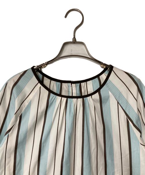 Leilian（レリアン）Leilian (レリアン) ストライププルオーバーブラウス ブルー×ホワイト サイズ:13の古着・服飾アイテム