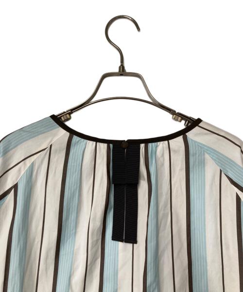 Leilian（レリアン）Leilian (レリアン) ストライププルオーバーブラウス ブルー×ホワイト サイズ:13の古着・服飾アイテム