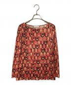 Emilio Pucciエミリオ プッチ）の古着「総柄シルクカットソー」｜ベージュ×ピンク