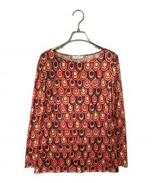 Emilio Pucci（エミリオ プッチ）の古着「総柄シルクカットソー」｜ベージュ×ピンク