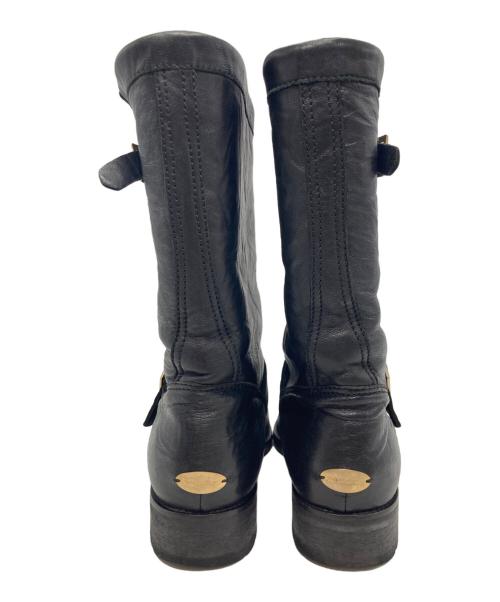 JIMMY CHOO（ジミーチュウ）JIMMY CHOO (ジミーチュウ) BIKER LEATHER UNLINED BLACK ブラック サイズ:39 1/2の古着・服飾アイテム