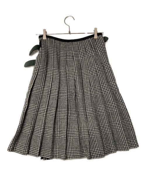 O'NEIL OF DUBLIN（オニールオブダブリン）O'NEIL OF DUBLIN (オニールオブダブリン) チェック切替ウール混プリーツスカート ブラック×ホワイト サイズ:36の古着・服飾アイテム