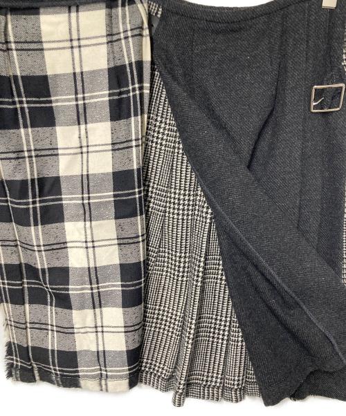 O'NEIL OF DUBLIN（オニールオブダブリン）O'NEIL OF DUBLIN (オニールオブダブリン) チェック切替ウール混プリーツスカート ブラック×ホワイト サイズ:36の古着・服飾アイテム
