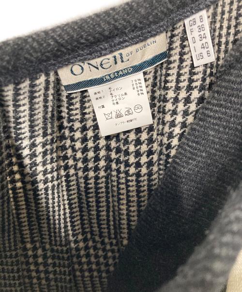 O'NEIL OF DUBLIN（オニールオブダブリン）O'NEIL OF DUBLIN (オニールオブダブリン) チェック切替ウール混プリーツスカート ブラック×ホワイト サイズ:36の古着・服飾アイテム