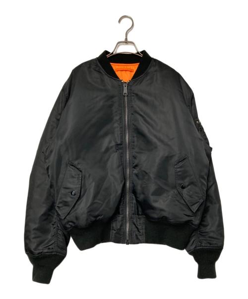 ALPHA（アルファ）ALPHA (アルファ) MA-1 ナイロンジャケット ブラック×オレンジ サイズ:LARGEの古着・服飾アイテム