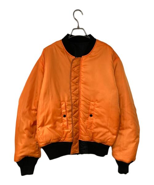 ALPHA（アルファ）ALPHA (アルファ) MA-1 ナイロンジャケット ブラック×オレンジ サイズ:LARGEの古着・服飾アイテム