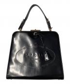 PRADAプラダ）の古着「エンボスロゴ パテントレザー ハンドバッグ」｜ブラック