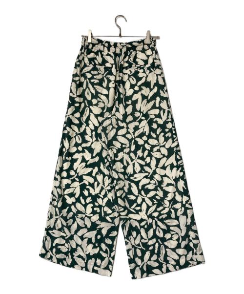 SACRA（サクラ）SACRA (サクラ) プリントワイドイージーパンツ グリーン×アイボリー サイズ:38の古着・服飾アイテム