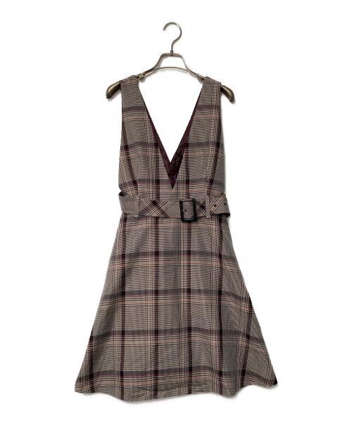 BLUE LABEL CRESTBRIDGE（ブルーレーベルクレストブリッジ）BLUE LABEL CRESTBRIDGE (ブルーレーベルクレストブリッジ) チェックジャンパースカート グレー サイズ:38の古着・服飾アイテム