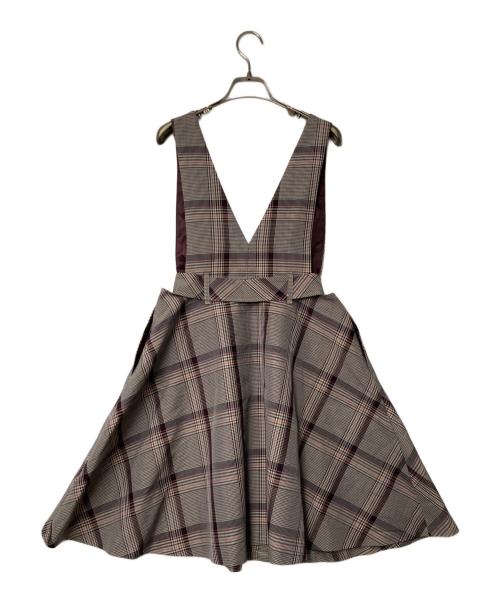 BLUE LABEL CRESTBRIDGE（ブルーレーベルクレストブリッジ）BLUE LABEL CRESTBRIDGE (ブルーレーベルクレストブリッジ) チェックジャンパースカート グレー サイズ:38の古着・服飾アイテム