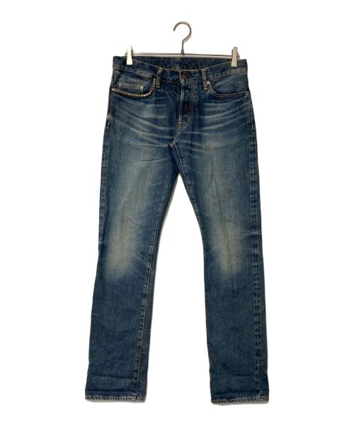 Hysteric Glamour（ヒステリックグラマー）Hysteric Glamour (ヒステリックグラマー) MIHARA YASUHIRO (ミハラヤスヒロ) スタッズ ヴィンテージ加工デニムパンツ インディゴ サイズ:32の古着・服飾アイテム