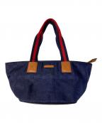 GUCCIグッチ）の古着「GG柄 ハンドバッグ」｜ネイビー×ブラウン