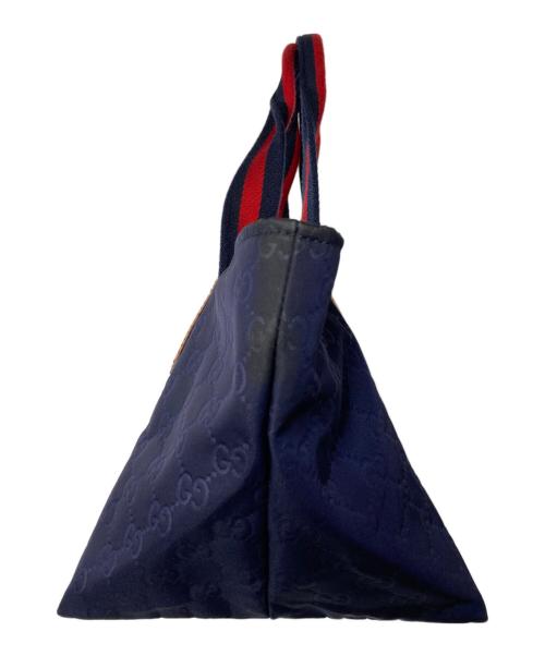 GUCCI（グッチ）GUCCI (グッチ) GG柄 ハンドバッグ ネイビー×ブラウンの古着・服飾アイテム