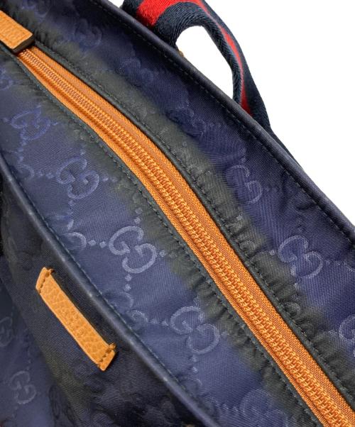 GUCCI（グッチ）GUCCI (グッチ) GG柄 ハンドバッグ ネイビー×ブラウンの古着・服飾アイテム