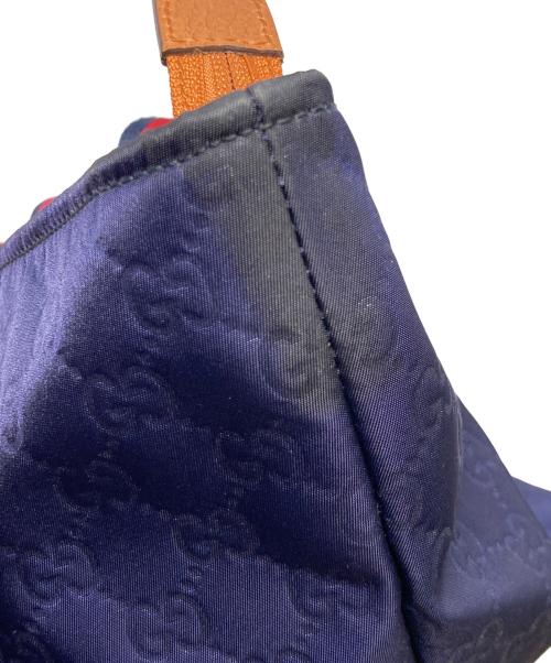 GUCCI（グッチ）GUCCI (グッチ) GG柄 ハンドバッグ ネイビー×ブラウンの古着・服飾アイテム