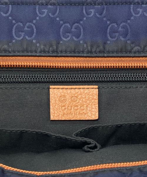 GUCCI（グッチ）GUCCI (グッチ) GG柄 ハンドバッグ ネイビー×ブラウンの古着・服飾アイテム