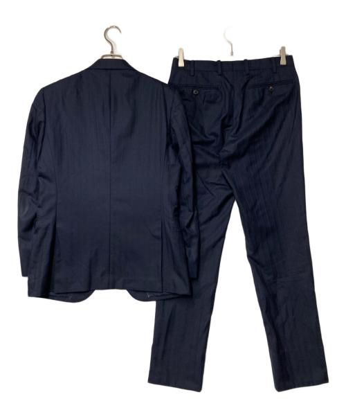 BLACK LABEL CRESTBRIDGE（ブラックレーベル クレストブリッジ）BLACK LABEL CRESTBRIDGE (ブラックレーベル クレストブリッジ) 3ピース ストライプウールセットアップスーツ ネイビー サイズ:36Rの古着・服飾アイテム