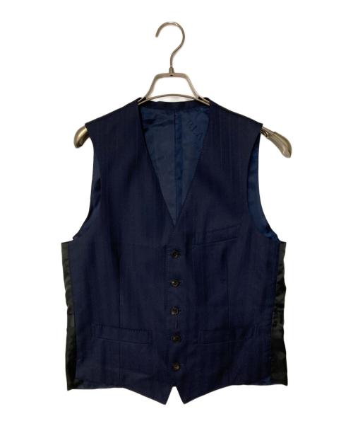 BLACK LABEL CRESTBRIDGE（ブラックレーベル クレストブリッジ）BLACK LABEL CRESTBRIDGE (ブラックレーベル クレストブリッジ) 3ピース ストライプウールセットアップスーツ ネイビー サイズ:36Rの古着・服飾アイテム