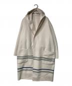 GALERIE VIEギャルリーヴィー）の古着「ウールダブルフェイスパネルボーダー フーデッドコート」｜ベージュ