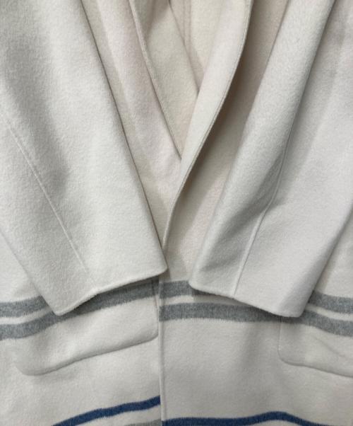 GALERIE VIE（ギャルリーヴィー）GALERIE VIE (ギャルリーヴィー) ウールダブルフェイスパネルボーダー フーデッドコート ベージュ サイズ:36の古着・服飾アイテム