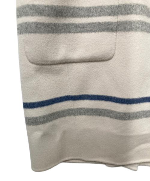 GALERIE VIE（ギャルリーヴィー）GALERIE VIE (ギャルリーヴィー) ウールダブルフェイスパネルボーダー フーデッドコート ベージュ サイズ:36の古着・服飾アイテム