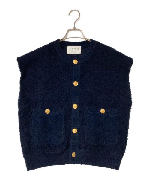 MACPHEE（マカフィー）MACPHEE (マカフィー) ツイーディーラッフル クルーネックジレ ネイビー サイズ:Sの古着・服飾アイテム