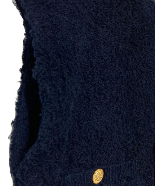 MACPHEE（マカフィー）MACPHEE (マカフィー) ツイーディーラッフル クルーネックジレ ネイビー サイズ:Sの古着・服飾アイテム