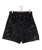 FR(13)NDSフレンズ）の古着「ダメージハーフデニムパンツ」｜ブラック