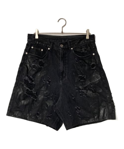 FR(13)NDS（フレンズ）FR(13)NDS (フレンズ) ダメージハーフデニムパンツ ブラック サイズ:Fの古着・服飾アイテム