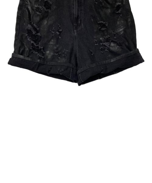 FR(13)NDS（フレンズ）FR(13)NDS (フレンズ) ダメージハーフデニムパンツ ブラック サイズ:Fの古着・服飾アイテム