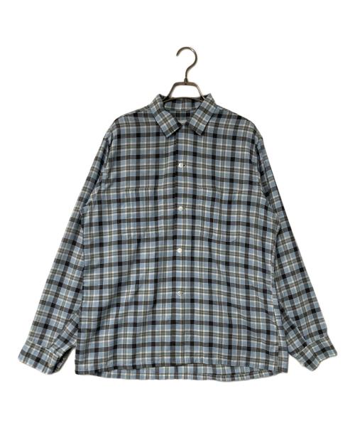 TOWN CRAFT（タウンクラフト）TOWN CRAFT (タウンクラフト) 50~60's 船タグチェックオープンカラーシャツ スカイブルー×ブラック サイズ:Ｍの古着・服飾アイテム