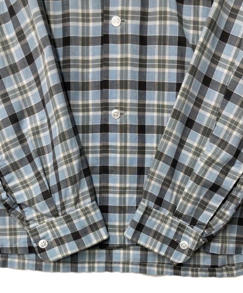 TOWN CRAFT（タウンクラフト）TOWN CRAFT (タウンクラフト) 50~60's 船タグチェックオープンカラーシャツ スカイブルー×ブラック サイズ:Ｍの古着・服飾アイテム