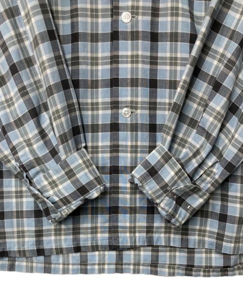 TOWN CRAFT（タウンクラフト）TOWN CRAFT (タウンクラフト) 50~60's 船タグチェックオープンカラーシャツ スカイブルー×ブラック サイズ:Ｍの古着・服飾アイテム