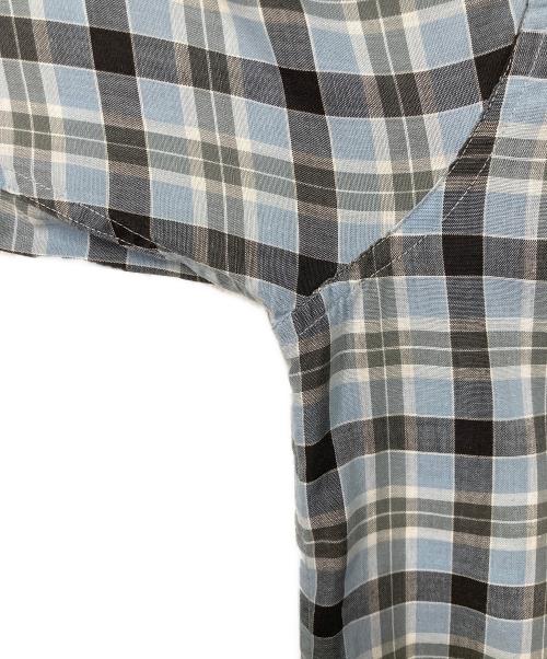 TOWN CRAFT（タウンクラフト）TOWN CRAFT (タウンクラフト) 50~60's 船タグチェックオープンカラーシャツ スカイブルー×ブラック サイズ:Ｍの古着・服飾アイテム