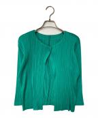 PLEATS PLEASEプリーツプリーズ）の古着「プリーツ カーディガン」｜グリーン