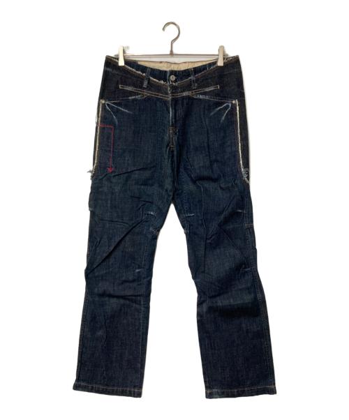 MARITHE+FRANCOIS GIRBAUD（マリテフランソワジルボー）MARITHE+FRANCOIS GIRBAUD (マリテフランソワジルボー) ダメージ加工デニムパンツ インディゴ サイズ:Lの古着・服飾アイテム