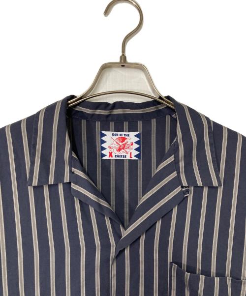 son of the cheese（（サノバチーズ））SON OF THE CHEESE (（サノバチーズ）) STRIPE OP SHIRT ネイビー×グレー サイズ:XLの古着・服飾アイテム