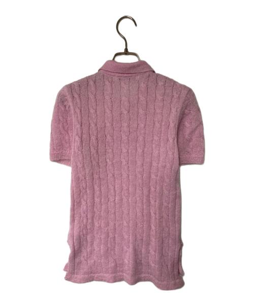 Mardi Mercredi（マルディメクルディ）MARDI MERCREDI (マルディメクルディ) モヘヤ混ケーブルニットポロシャツ ピンク サイズ:ONEの古着・服飾アイテム