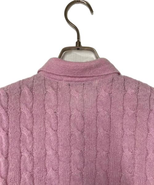 Mardi Mercredi（マルディメクルディ）MARDI MERCREDI (マルディメクルディ) モヘヤ混ケーブルニットポロシャツ ピンク サイズ:ONEの古着・服飾アイテム