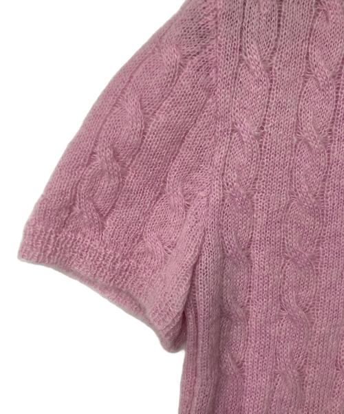 Mardi Mercredi（マルディメクルディ）MARDI MERCREDI (マルディメクルディ) モヘヤ混ケーブルニットポロシャツ ピンク サイズ:ONEの古着・服飾アイテム