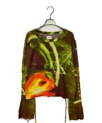 PAMMパム）の古着「「たしかにそこにあった夜」のガーゼトップス」｜ブラウン×グリーン