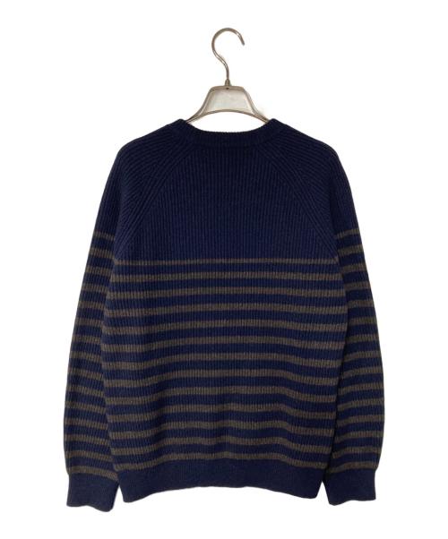 DRAWER（ドゥロワー）DRAWER (ドゥロワー) カシミヤ混ボーダーリブニット ネイビー×ブラウン サイズ:1の古着・服飾アイテム