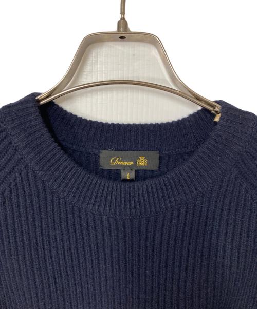 DRAWER（ドゥロワー）DRAWER (ドゥロワー) カシミヤ混ボーダーリブニット ネイビー×ブラウン サイズ:1の古着・服飾アイテム