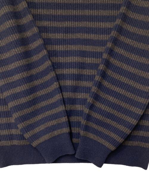 DRAWER（ドゥロワー）DRAWER (ドゥロワー) カシミヤ混ボーダーリブニット ネイビー×ブラウン サイズ:1の古着・服飾アイテム