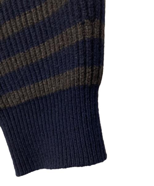DRAWER（ドゥロワー）DRAWER (ドゥロワー) カシミヤ混ボーダーリブニット ネイビー×ブラウン サイズ:1の古着・服飾アイテム