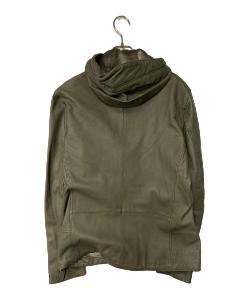 ONE GRAVITY（ワングラヴィティ）ONE GRAVITY (ワングラヴィティ) Leather Blouson/ラムレザーフーデットジャケット オリーブ サイズ:Mの古着・服飾アイテム