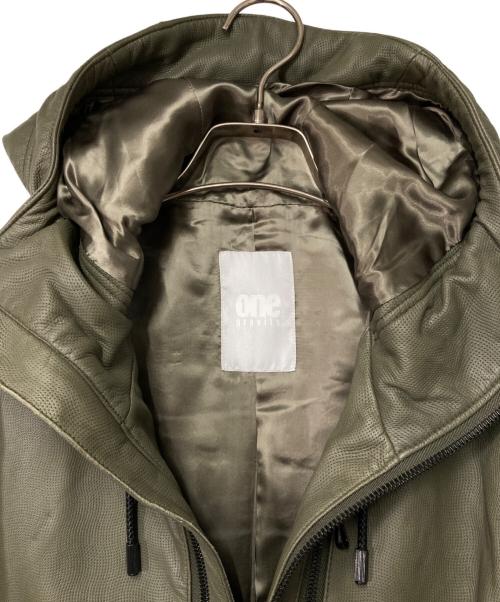 ONE GRAVITY（ワングラヴィティ）ONE GRAVITY (ワングラヴィティ) Leather Blouson/ラムレザーフーデットジャケット オリーブ サイズ:Mの古着・服飾アイテム