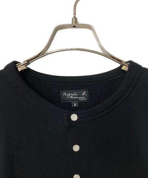 agnes b homme（アニエスベーオム）agnes b homme (アニエスベーオム) スウェットクルーネックカーディガン ブラック サイズ:2の古着・服飾アイテム
