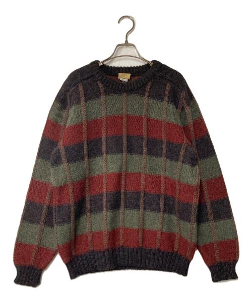 FALCARRAGH（ファルカラ）FALCARRAGH (ファルカラ) チェックウールクルーネックニット アイルランド製 マルチカラー サイズ:Lの古着・服飾アイテム